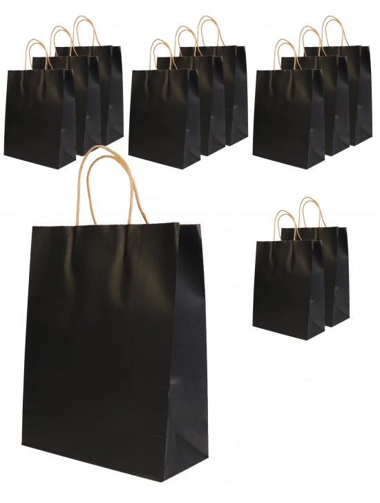 Solid Color Kraft Paper Gift Bags(12Pcs) 11"X8.7"X4.3"